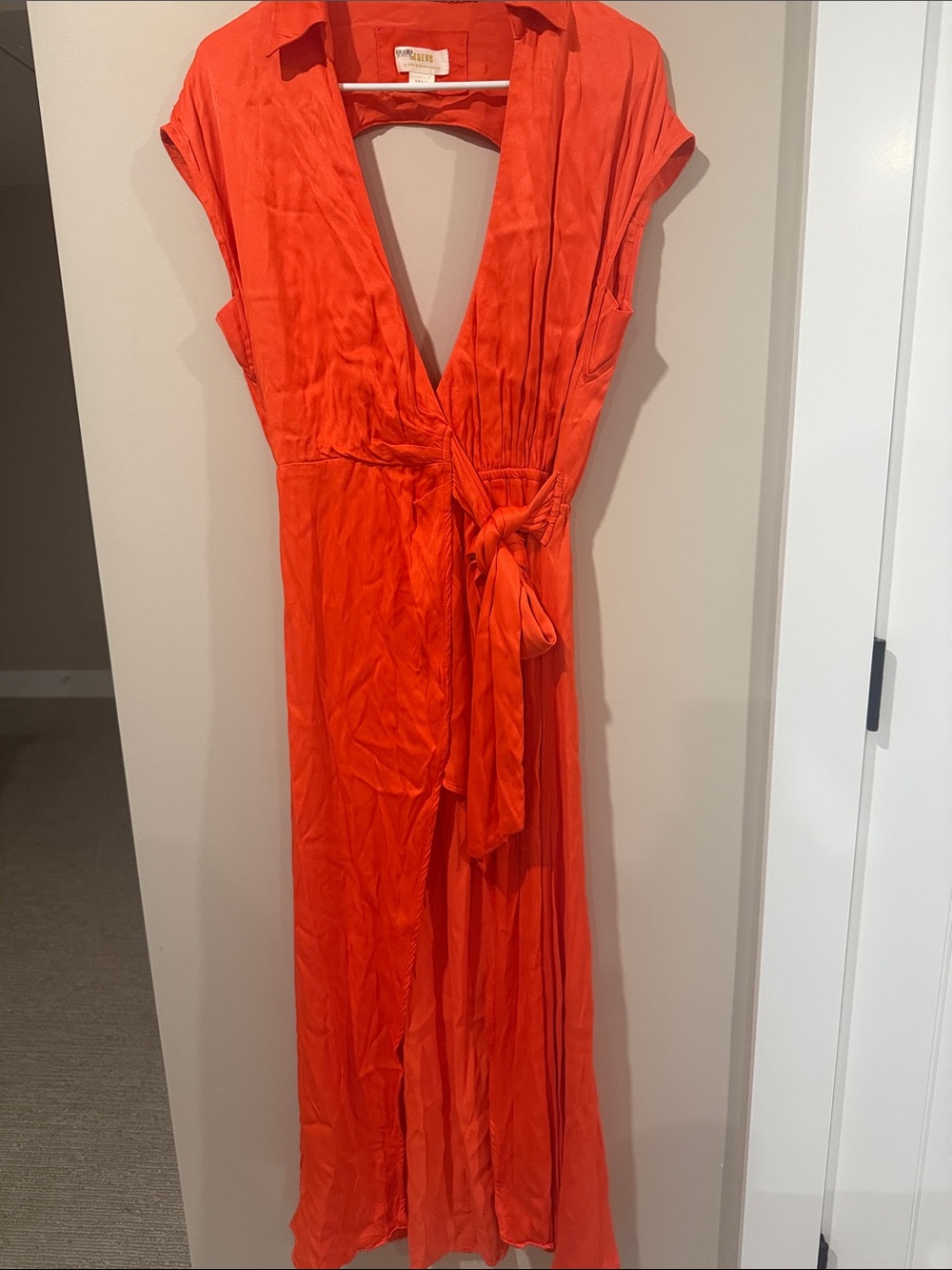 Maeve Bright Orange Wrap Maxi Dress with Tie Waist
